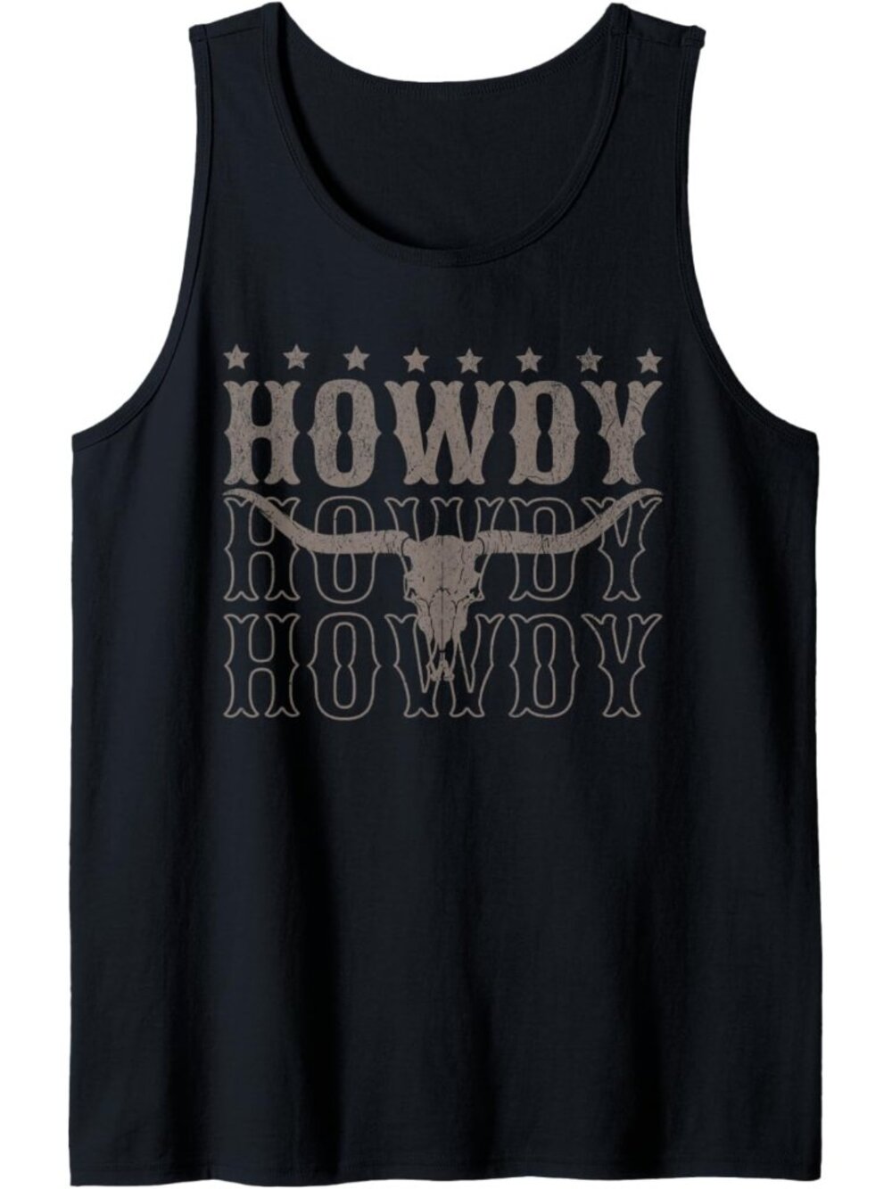 Vintage Cow Skull Tank Top - Retro Cowboy Cowgirl Western Style Tee